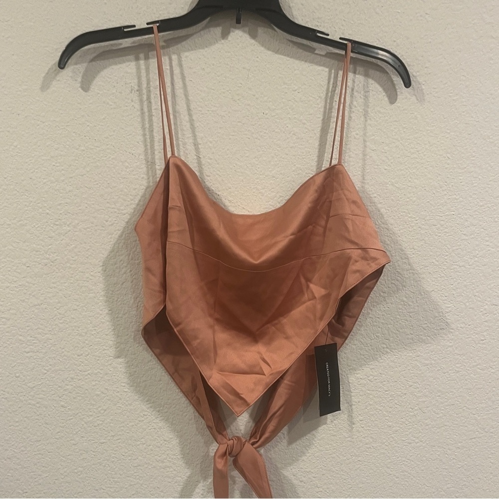 NWT Danielle Bernstein gold scarf top size medium tie back cropped
